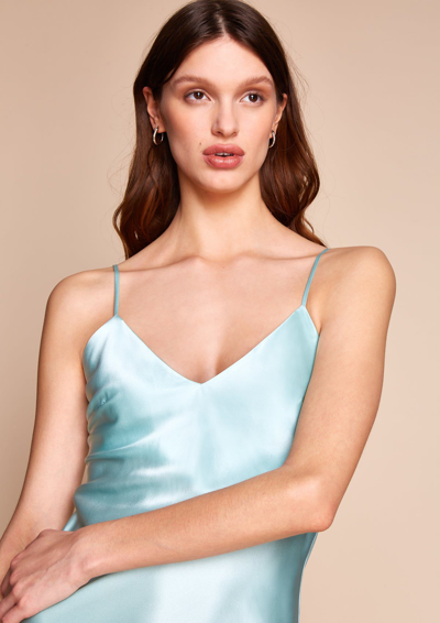 Shop Gilda & Pearl Sophia Midi Silk Slip Dress In Azure Blue