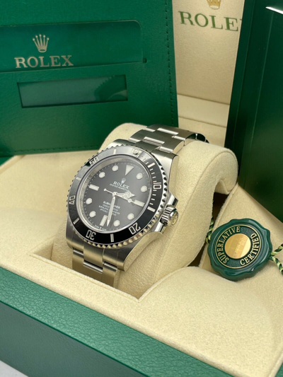 Pre-owned Rolex Submariner 41mm No-date Black Ceramic 124060 Dated 2022 Card