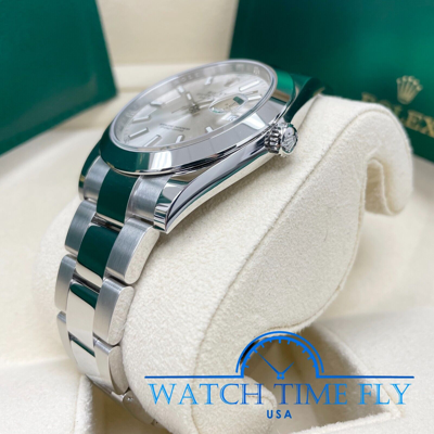 Pre-owned Rolex 126300 Datejust 41mm Oyster Silver Index Stainless Steel Oyster Band