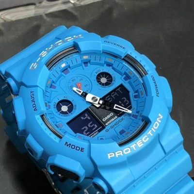 Pre-owned Casio Ga-100rs-2a  G-shock Rock Music Concept Analog Digital Men's Watch