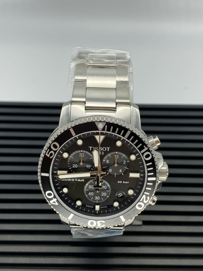 Pre-owned Tissot Seastar 1000 Chronograph Black Dial Men's Watch T1204171105100