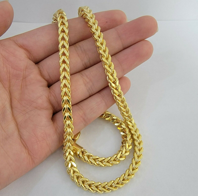 Pre-owned My Elite Jeweler Real 10k Gold Franco Chain 7mm Necklace 24" Inch 10kt Thick & Strong For Men's