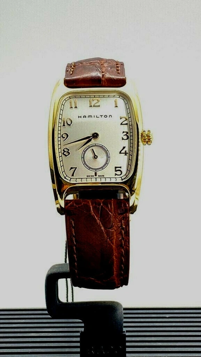 Pre-owned Hamilton Boulton Quartz Brown Leather White Dial Men's Watch H13431553