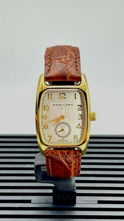 Pre-owned Hamilton Boulton Quartz Brown Leather White Dial Men's Watch H13431553
