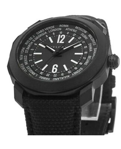 Pre-owned Bvlgari Bulgari Octo Roma Black Dial Rubber Strap Men's Watch 103486