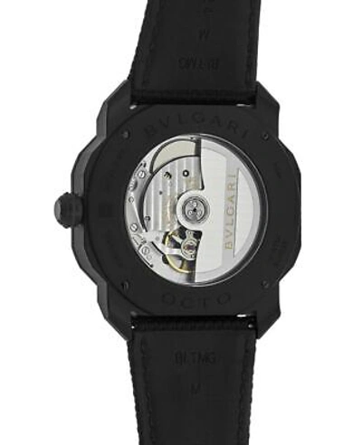 Pre-owned Bvlgari Bulgari Octo Roma Black Dial Rubber Strap Men's Watch 103486