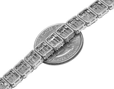 Pre-owned Jewelry Unlimited 14k White Gold Vs Diamond 8mm Baguette Invisible Set Tennis Chain 21" 33 1/2 Ct