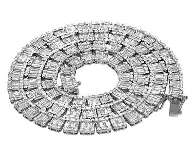 Pre-owned Jewelry Unlimited 14k White Gold Vs Diamond 8mm Baguette Invisible Set Tennis Chain 21" 33 1/2 Ct