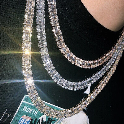 Pre-owned Jewelry Unlimited 14k White Gold Vs Diamond 8mm Baguette Invisible Set Tennis Chain 21" 33 1/2 Ct