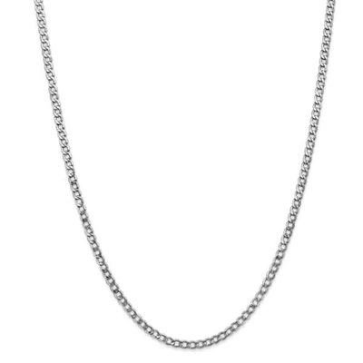 Pre-owned Accessories & Jewelry 14k White Gold 3.35mm Semi Solid Curb Link Chain W/ Lobster Clasp 16" - 24"