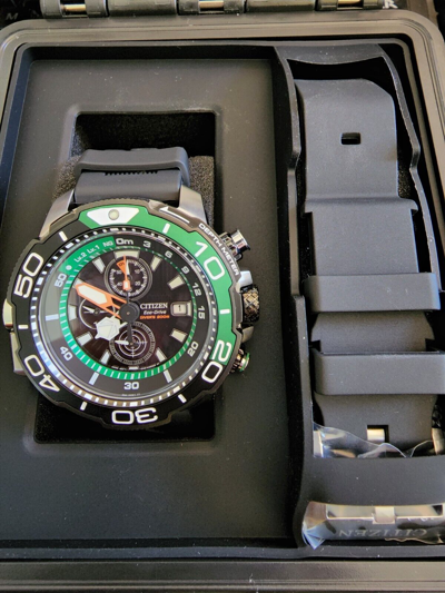 Pre-owned Citizen Promaster Aqualand Green Dive Watch Bj2168-01e