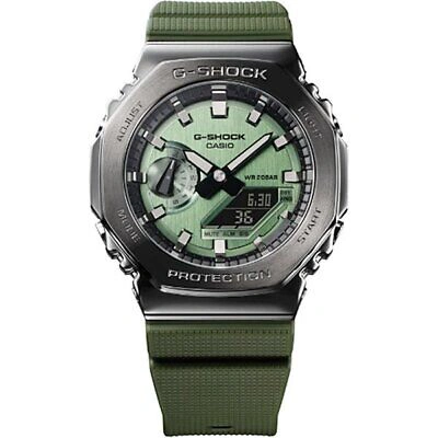 Pre-owned Casio G-shock Quartz Gm-2100b-3ajf Green Metal Covered Led Men Watch In Box