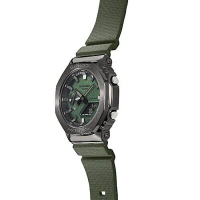 Pre-owned Casio G-shock Quartz Gm-2100b-3ajf Green Metal Covered Led Men Watch In Box