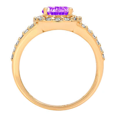 Pre-owned Pucci 2.24 Oval Split Shank Real Amethyst Promise Bridal Wedding Ring 14k Yellow Gold In Purple