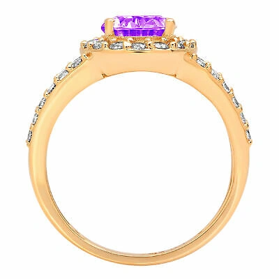 Pre-owned Pucci 2.24 Oval Split Shank Real Amethyst Promise Bridal Wedding Ring 14k Yellow Gold In Purple