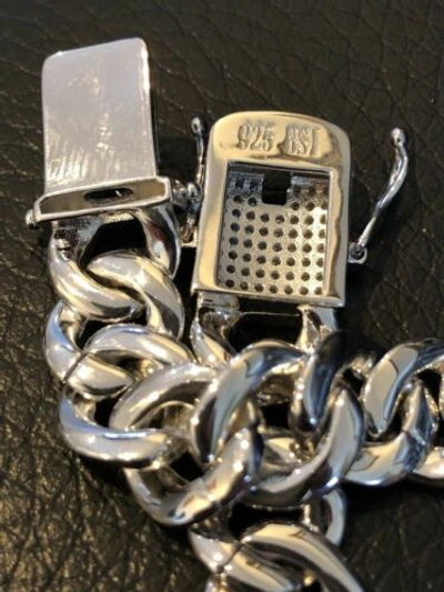 Pre-owned Silver Mens Cuban Miami Link 12mm Chain 925  40-60ct Simulated Diamonds 18-30"