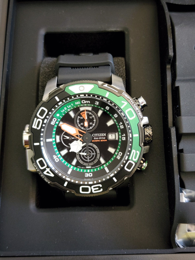 Pre-owned Citizen Promaster Aqualand Green Dive Watch Bj2168-01e Ships Today
