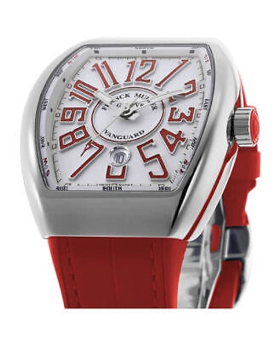 Pre-owned Franck Muller Vanguard White Dial Red Strap Men's Watch V 45 Sc Dt Ac Rg