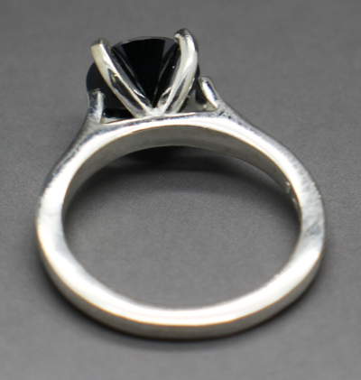 Pre-owned Black Diamond 3.00cts 9.51mm Real  Enhanced Engagement Size 7 Ring & $1700 Value. In Fancy Black