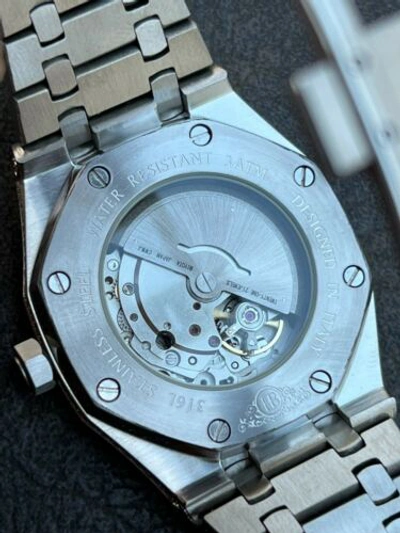 Pre-owned Italiano Silver Inc Real Moissanite Mens Watch Iced Skeleton Back 44mm Hip Hop Passes Tester Large