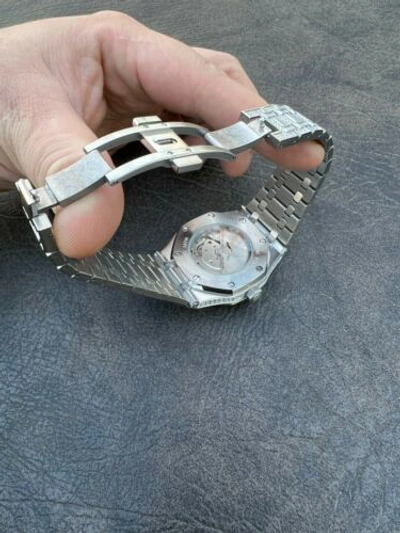 Pre-owned Italiano Silver Inc Real Moissanite Mens Watch Iced Skeleton Back 44mm Hip Hop Passes Tester Large