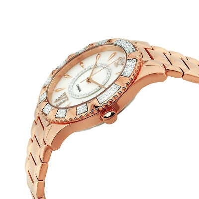 Pre-owned Gv2 By Gevril Women's 11711-929 Venice Mop Dial Rose-gold Ip Steel Wristwatch