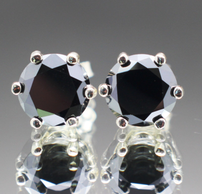 Pre-owned Black Diamond 4.00tcw Real  Treated Stud Earrings For Men Or Women & $2450 Value In Fancy Color
