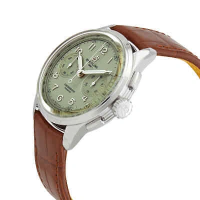 Pre-owned Breitling Premier Chronograph Hand Wind Green Dial Men's Watch Ab0930d31l1p1