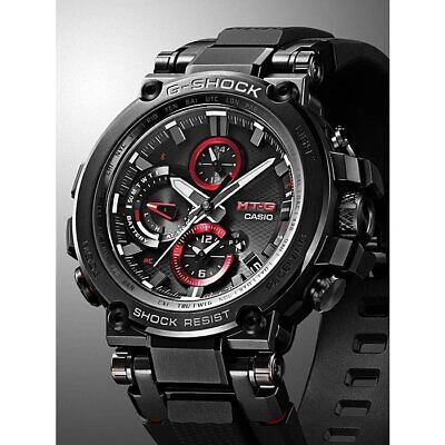 Pre-owned Casio G-shock Mtg-b1000b-1ajf Red Black Mt-g Radio Solar Men's Watch In Box