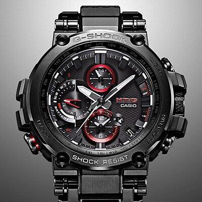 Pre-owned Casio G-shock Mtg-b1000b-1ajf Red Black Mt-g Radio Solar Men's Watch In Box