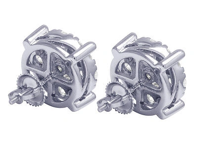 Pre-owned Jewelry Unlimited Men's Ladies Real Diamond Cluster Studs Earrings In 10k White Gold 3 1/2 Ct 13mm
