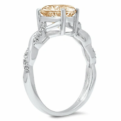 Pre-owned Pucci 2.19ct Heart Twisted Halo Natural Morganite Promise Wedding Ring 14k White Gold In D