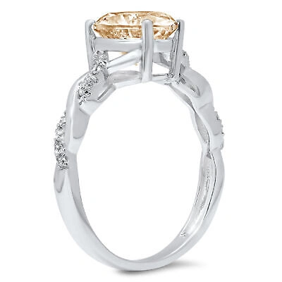 Pre-owned Pucci 2.19ct Heart Twisted Halo Natural Morganite Promise Wedding Ring 14k White Gold In D