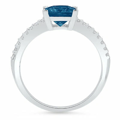 Pre-owned Pucci 1.66 Princess London Topaz Promise Bridal Wedding Classic Ring 14k White Gold In D