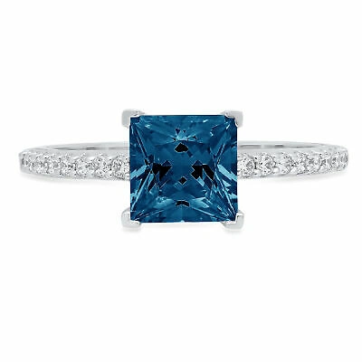Pre-owned Pucci 1.66 Princess London Topaz Promise Bridal Wedding Classic Ring 14k White Gold In D