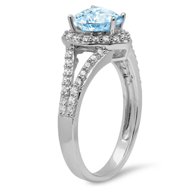 Pre-owned Pucci 1.7 Heart Split Shank Real Aquamarine Promise Bridal Wedding Ring 14k White Gold In D