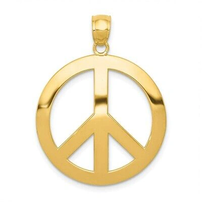 Pre-owned Superdealsforeverything Real 14kt Yellow Gold Peace Sign Pendant