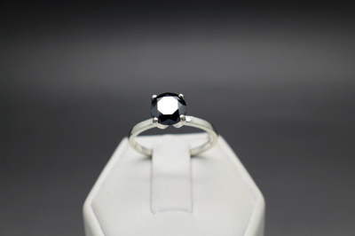 Pre-owned Black Diamond 1.55cts 7.6mm Real  Treated Engagement Ring, Aaa Grade $960 Value In Fancy Black