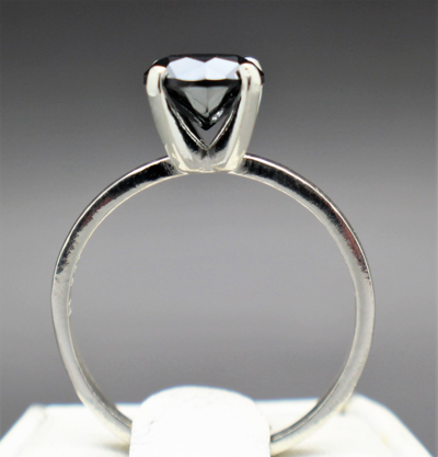 Pre-owned Black Diamond 1.55cts 7.6mm Real  Treated Engagement Ring, Aaa Grade $960 Value In Fancy Black