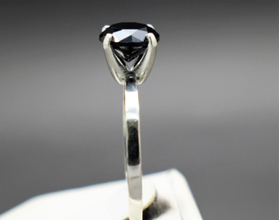 Pre-owned Black Diamond 1.55cts 7.6mm Real  Treated Engagement Ring, Aaa Grade $960 Value In Fancy Black