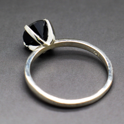 Pre-owned Black Diamond 1.55cts 7.6mm Real  Treated Engagement Ring, Aaa Grade $960 Value In Fancy Black