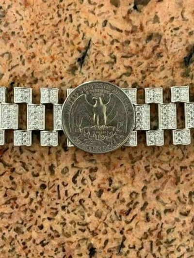 Pre-owned Harlembling 10ct Moissanite 20mm Men Iced Presidential Bracelet 925 Silver Passes Test