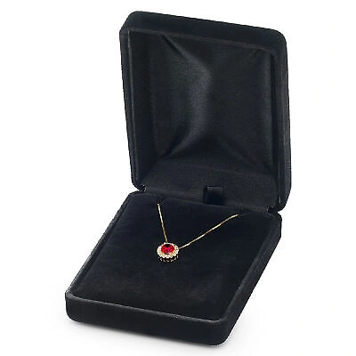 Pre-owned Pucci 1.3ct Rd Vvs1 Ruby Pave Halo Pendant Necklace 16 Box Chain Box 14k Yellow Gold