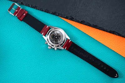 Pre-owned Pagani 40mm Automatic Mechanical Watch Silver Chrome Rainbow Red Oil Waxed Leather Band