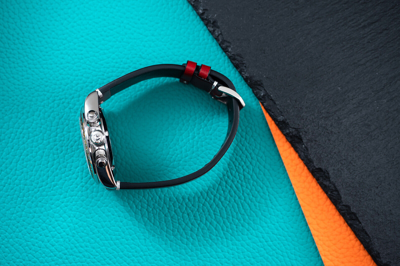 Pre-owned Pagani 40mm Automatic Mechanical Watch Silver Chrome Rainbow Red Oil Waxed Leather Band