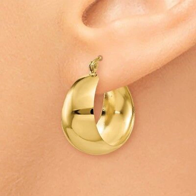 Pre-owned Superdealsforeverything Real 14kt Yellow Gold Polished 10.5mm Tapered Hoop Earrings