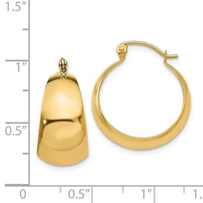 Pre-owned Superdealsforeverything Real 14kt Yellow Gold Polished 10.5mm Tapered Hoop Earrings