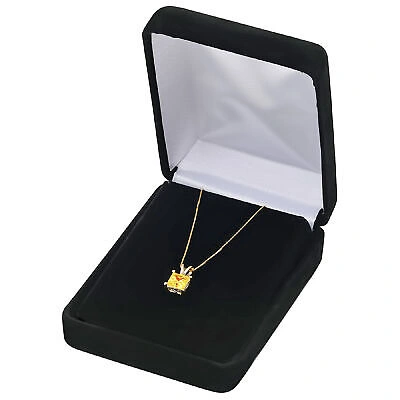Pre-owned Pucci 3.0 Ct Princess Cut Natural Citrine Pendant Necklace 16" Chain 14k Yellow Gold