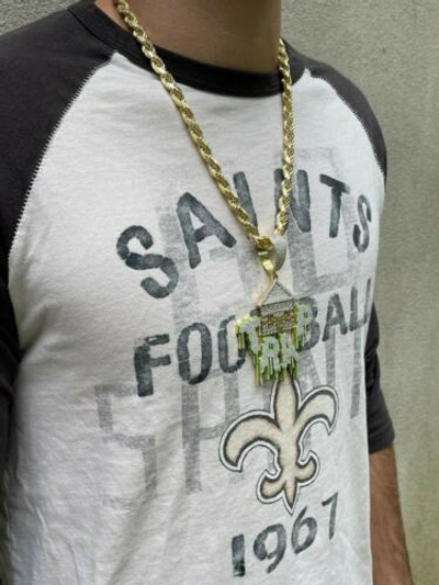 Pre-owned Silver Real 925  Gold Plated Huge 3" Glows In Dark House Trap Hip Hop Pendant Cz