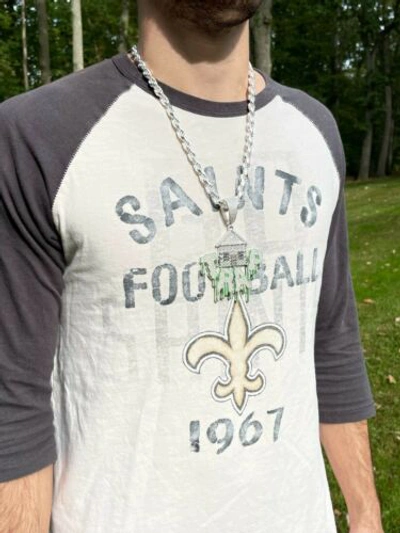 Pre-owned Silver Real 925  Gold Plated Huge 3" Glows In Dark House Trap Hip Hop Pendant Cz